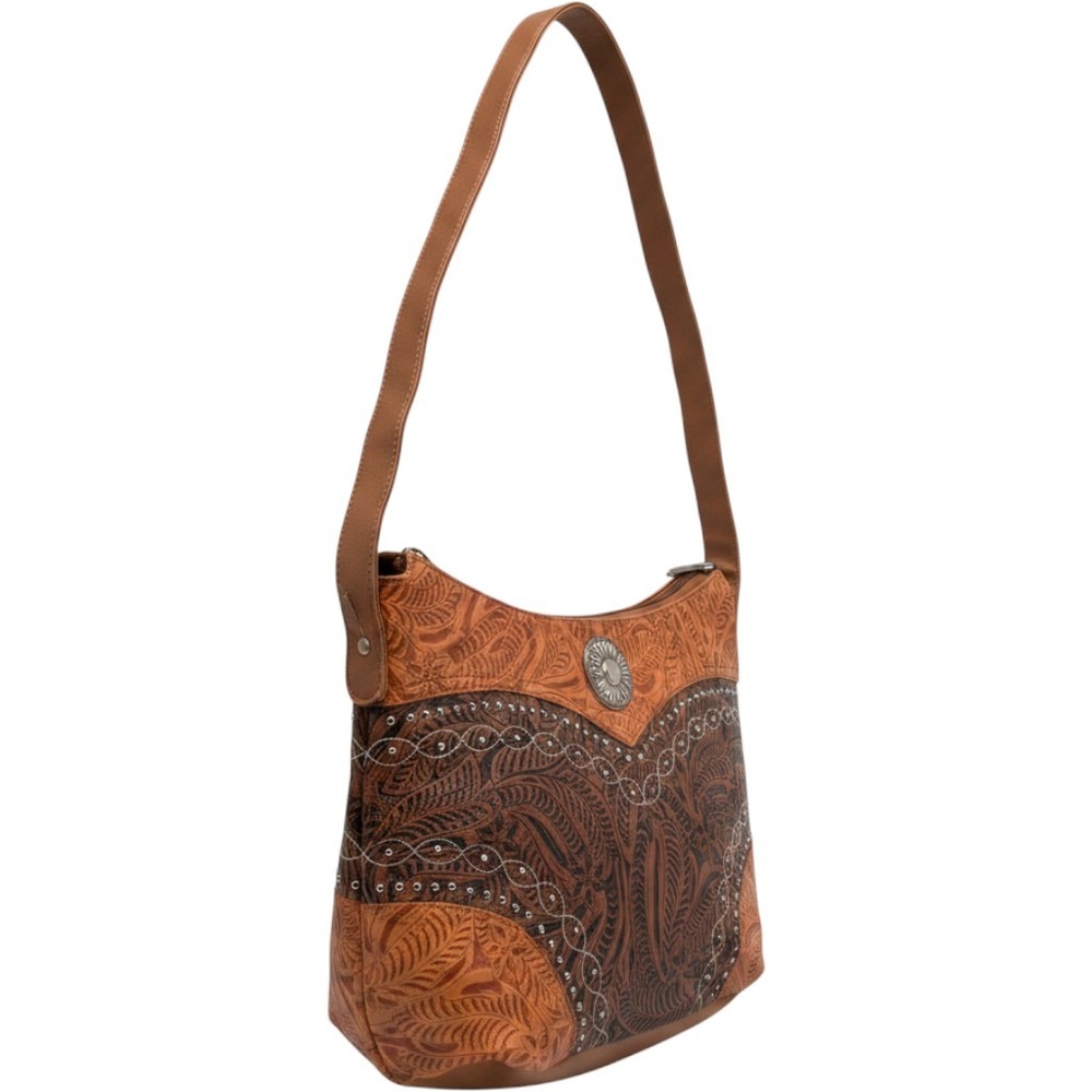 Canyon Sky Shoulder Bag Womens Medium Tan Western Floral Tooled Faux Leather